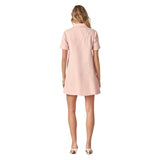 Pink Textured Gold Button Front Janna Dress with Pockets
