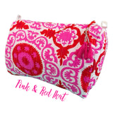 (13 colors) Quilted Block Print Large Cosmetic Bags