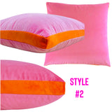 22” Handmade Silk Velvet Color Block Pillows