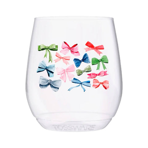 Bows Galore Coozie & Plastic Stemless Wine Glasses, made from Recycled Plastic