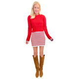 Red & Ivory Knit Jacks Skirt