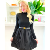 Black Mix Media Astor Dress w/ Pockets