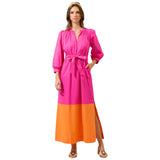 Pink Orange Cotton Mayfield Dress w/ Pockets & Optional Belt