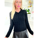 Leather & Cable Knit Merrit Sweater