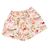 Pink Tropical Locale Linen Shorts w/ Pockets