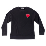 Black Embroidered Heart You Sweatshirt