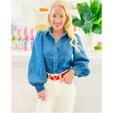 Denim Puff Sleeve Melkie Top