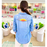 Embroidered Denim Hello Sunshine Top