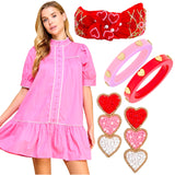 Pink Piped Henley Dress