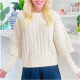 Cream Cable Knit “Twofer” Sweater