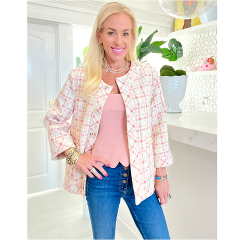 Pink & Ivory Tweed Lona Jacket