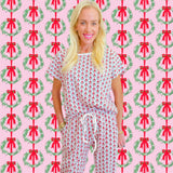 Pima Cotton Holiday Wreaths Pajama Pant Set