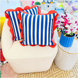 20” Scalloped Cabana Stripe Pillow, Handmade in India (insert included)