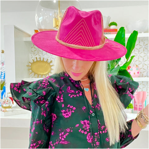 Handmade Embroidered Suede Wide Brim Rancher Hat