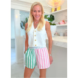 Cotton Textured Stripe Fran Shorts