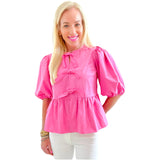 Pink Cotton Bow Front Abby Top