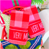 Pink & Red “Very Merry” Cozy Throw Blanket