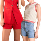 Cream & Red Knit Milly Top