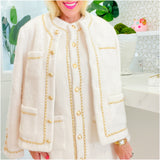 Ivory Fuzzy Knit Chain Detail Marisol Dress & Jacket (sold separately)