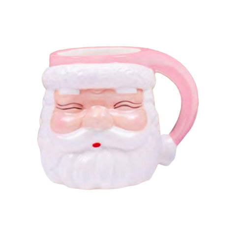 Ceramic Pink & Gold Santa Serving Bowl (or Planter) & Coffee Mug