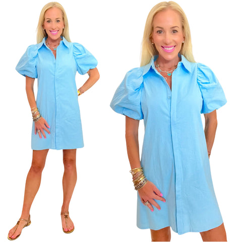 Baby Blue Puff Sleeve Kiki Dress