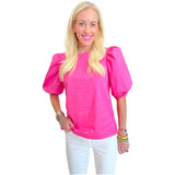 Pink Poplin Ollie Top with Keyhole Back