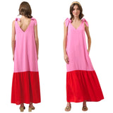 Pink Red Bow Shoulder Meredith Dress w/ Pockets