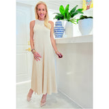 Ivory Pleated Knit Miley Dress