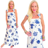 Cotton Tie Shoulder Seashell Dress