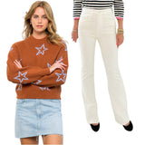 Winter White Corduroy High Waisted Frenchy Flare Jeans