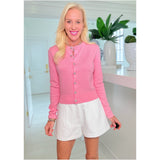 Pink Heart Button Thin Cotton Patsy Cardigan
