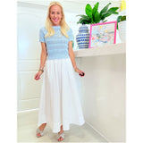 White Cotton Rosa Maxi Skirt w/ Pockets