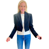 Navy Cropped Mena Blazer