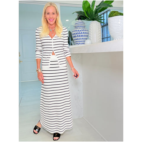 Off White & Black Stripe Elle Skirt Set (sold separately)