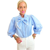 Blue Cotton Bow Christa Top