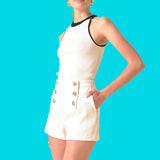 White w/ Black Contrast Knit Walker Top