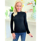 Black Wool Blend Fuzzy Knit Erica Sweater