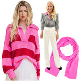 Pink & Red Collared Britton Sweater