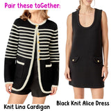 Black Knit Gold Button Alice Dress