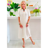 (Bestseller!) White Puff Sleeve Linen Athina Dress