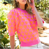 Pink & Orange Knit Hearts Ollie Sweater