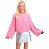 Pink Cable Knit Swing Sleeve Moira Sweater