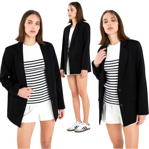 Black Soft TERRY Knit Blake Blazer