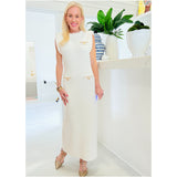 Ivory Gold Detail Knit Carrie Maxi Dress