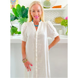 (Bestseller!) White Puff Sleeve Linen Athina Dress