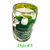 Recycled Dom, Cristal, Moet & Perrier Jouet Bottles into Hand Poured Candles