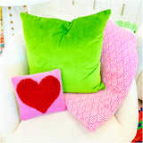 Valentines Wool Hook Pillow w/ Velvet Back