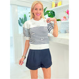 Navy Woven Jillian Shorts