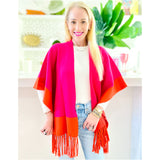 Pink & Orange Soft Knit Maddox Poncho Cardigan