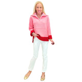 Pink & Red Zip Front Amelia Sweater